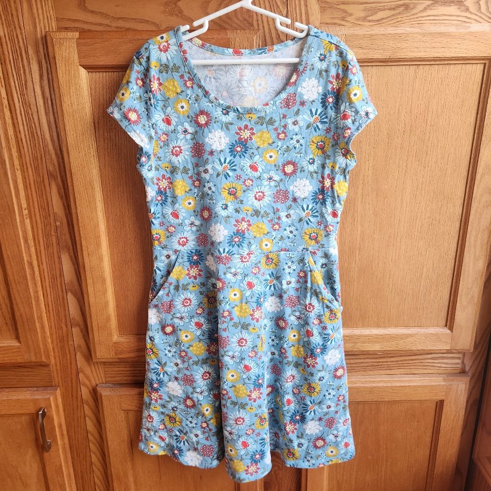 Wonder Nation Blue Floral Dress Girl's Size Large (10/12)